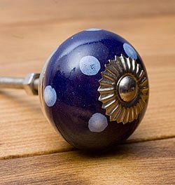 アジアンデザインの取っ手 陶器のプルノブ(ドアノブ)〔約3.2cm〕 - サブ3