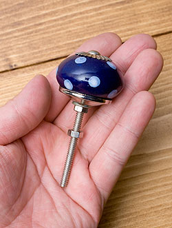 アジアンデザインの取っ手 陶器のプルノブ(ドアノブ)〔約3.2cm〕 - サブ4