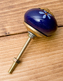 アジアンデザインの取っ手 陶器のプルノブ(ドアノブ)〔約3.3cm〕 - サブ2