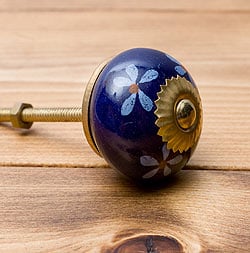 アジアンデザインの取っ手 陶器のプルノブ(ドアノブ)〔約3.3cm〕 - サブ3