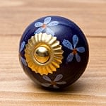 アジアンデザインの取っ手 陶器のプルノブ(ドアノブ)〔約3.3cm〕