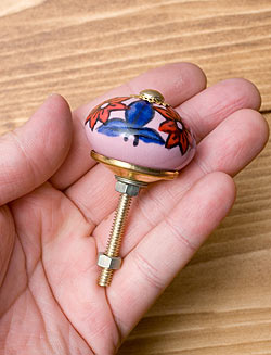 アジアンデザインの取っ手 陶器のプルノブ(ドアノブ)〔約4.2cm〕 - サブ4
