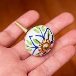 アジアンデザインの取っ手 陶器のプルノブ(ドアノブ)〔約3cm〕 - サブ4