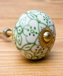 アジアンデザインの取っ手 陶器のプルノブ(ドアノブ)〔約3.2cm〕 - サブ3