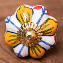 アジアンデザインの取っ手 陶器のプルノブ(ドアノブ)〔約3.5cm〕 - サブ3