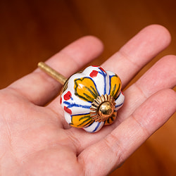 アジアンデザインの取っ手 陶器のプルノブ(ドアノブ)〔約3.5cm〕 - サブ4