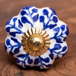 アジアンデザインの取っ手 陶器のプルノブ(ドアノブ)〔約3.5cm〕 - サブ3