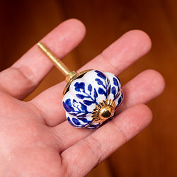 アジアンデザインの取っ手 陶器のプルノブ(ドアノブ)〔約3.5cm〕 - サブ4