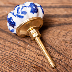 アジアンデザインの取っ手 陶器のプルノブ(ドアノブ)〔約3.5cm〕 - サブ2