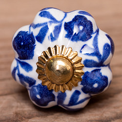 アジアンデザインの取っ手 陶器のプルノブ(ドアノブ)〔約3.5cm〕 - サブ3