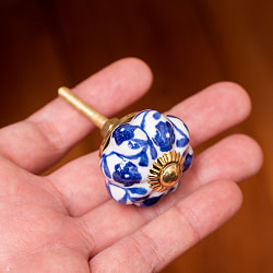 アジアンデザインの取っ手 陶器のプルノブ(ドアノブ)〔約3.5cm〕 - サブ4