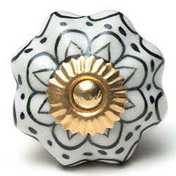 アジアンデザインの取っ手 陶器のプルノブ(ドアノブ)〔約3.5cm〕 - サブ2