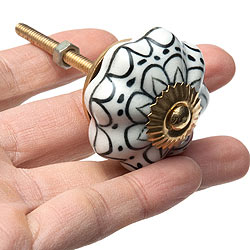 アジアンデザインの取っ手 陶器のプルノブ(ドアノブ)〔約3.5cm〕 - サブ3