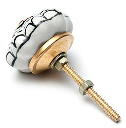 アジアンデザインの取っ手 陶器のプルノブ(ドアノブ)〔約3.5cm〕 - サブ4