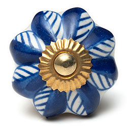 アジアンデザインの取っ手 陶器のプルノブ(ドアノブ)〔約3.5cm〕 - サブ2