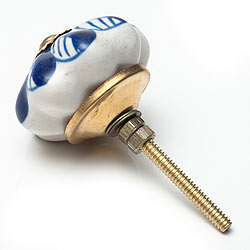 アジアンデザインの取っ手 陶器のプルノブ(ドアノブ)〔約3.5cm〕 - サブ3