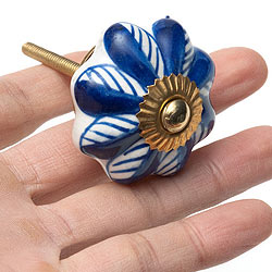 アジアンデザインの取っ手 陶器のプルノブ(ドアノブ)〔約3.5cm〕 - サブ4