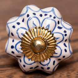 アジアンデザインの取っ手 陶器のプルノブ(ドアノブ)〔約4.2cm〕 - サブ3