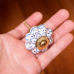 アジアンデザインの取っ手 陶器のプルノブ(ドアノブ)〔約4.2cm〕 - サブ4