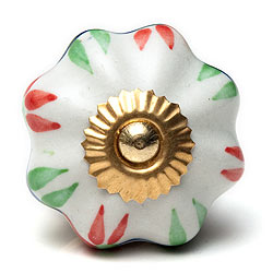 アジアンデザインの取っ手 陶器のプルノブ(ドアノブ)〔約3.5cm〕 - サブ2