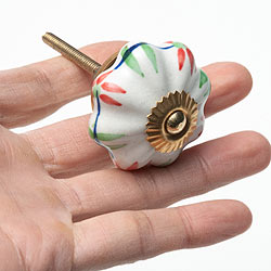 アジアンデザインの取っ手 陶器のプルノブ(ドアノブ)〔約3.5cm〕 - サブ4