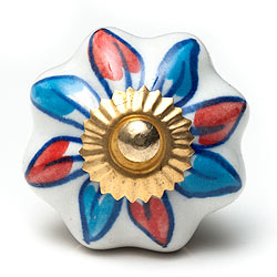 アジアンデザインの取っ手 陶器のプルノブ(ドアノブ)〔約3.5cm〕 - サブ2