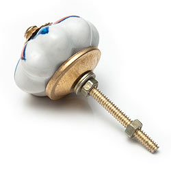 アジアンデザインの取っ手 陶器のプルノブ(ドアノブ)〔約3.5cm〕 - サブ3