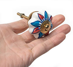 アジアンデザインの取っ手 陶器のプルノブ(ドアノブ)〔約3.5cm〕 - サブ4