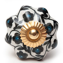 アジアンデザインの取っ手 陶器のプルノブ(ドアノブ)〔約4.2cm〕 - サブ2