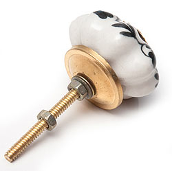 アジアンデザインの取っ手 陶器のプルノブ(ドアノブ)〔約4.2cm〕 - サブ3