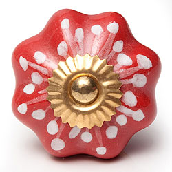 アジアンデザインの取っ手 陶器のプルノブ(ドアノブ)〔約3.5cm〕 - サブ2