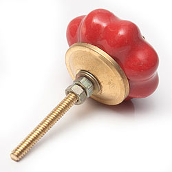 アジアンデザインの取っ手 陶器のプルノブ(ドアノブ)〔約3.5cm〕 - サブ3