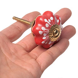 アジアンデザインの取っ手 陶器のプルノブ(ドアノブ)〔約3.5cm〕 - サブ4