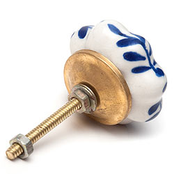 アジアンデザインの取っ手 陶器のプルノブ(ドアノブ)〔約3.5cm〕 - サブ3