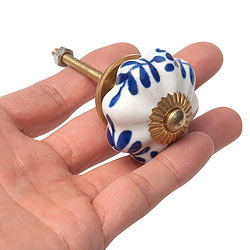 アジアンデザインの取っ手 陶器のプルノブ(ドアノブ)〔約3.5cm〕 - サブ4
