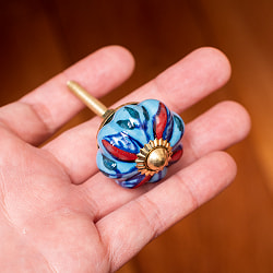 アジアンデザインの取っ手 陶器のプルノブ(ドアノブ)〔約3.5cm〕 - サブ4