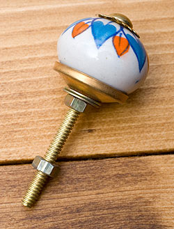 アジアンデザインの取っ手 陶器のプルノブ(ドアノブ)〔約3.5cm〕 - サブ2