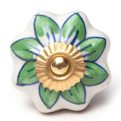 アジアンデザインの取っ手 陶器のプルノブ(ドアノブ)〔約3.5cm〕 - サブ2