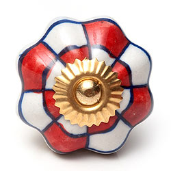 アジアンデザインの取っ手 陶器のプルノブ(ドアノブ)〔約3.5cm〕 - サブ2