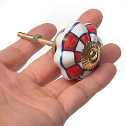 アジアンデザインの取っ手 陶器のプルノブ(ドアノブ)〔約3.5cm〕 - サブ4