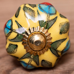 アジアンデザインの取っ手 陶器のプルノブ(ドアノブ)〔約3.5cm〕 - サブ3