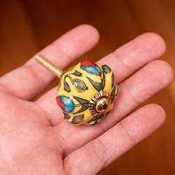 アジアンデザインの取っ手 陶器のプルノブ(ドアノブ)〔約3.5cm〕 - サブ4