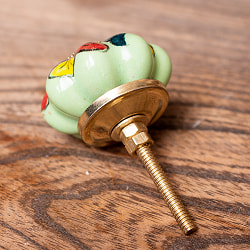 アジアンデザインの取っ手 陶器のプルノブ(ドアノブ)〔約4.2cm〕 - サブ2