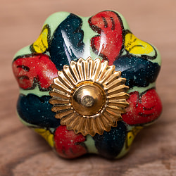 アジアンデザインの取っ手 陶器のプルノブ(ドアノブ)〔約4.2cm〕 - サブ3