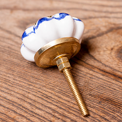 アジアンデザインの取っ手 陶器のプルノブ(ドアノブ)〔約4.5cm〕 - サブ2