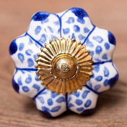アジアンデザインの取っ手 陶器のプルノブ(ドアノブ)〔約4.5cm〕 - サブ3