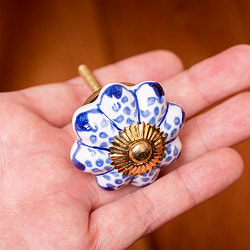 アジアンデザインの取っ手 陶器のプルノブ(ドアノブ)〔約4.5cm〕 - サブ4