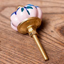 アジアンデザインの取っ手 陶器のプルノブ(ドアノブ)〔約3.5cm〕 - サブ2