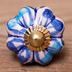 アジアンデザインの取っ手 陶器のプルノブ(ドアノブ)〔約3.5cm〕 - サブ3