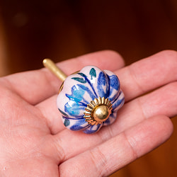 アジアンデザインの取っ手 陶器のプルノブ(ドアノブ)〔約3.5cm〕 - サブ4